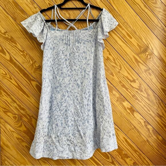 Anthropologie HD Paris Dayflower Mini Dress Off Shoulder Blue White - Picture 4 of 12
